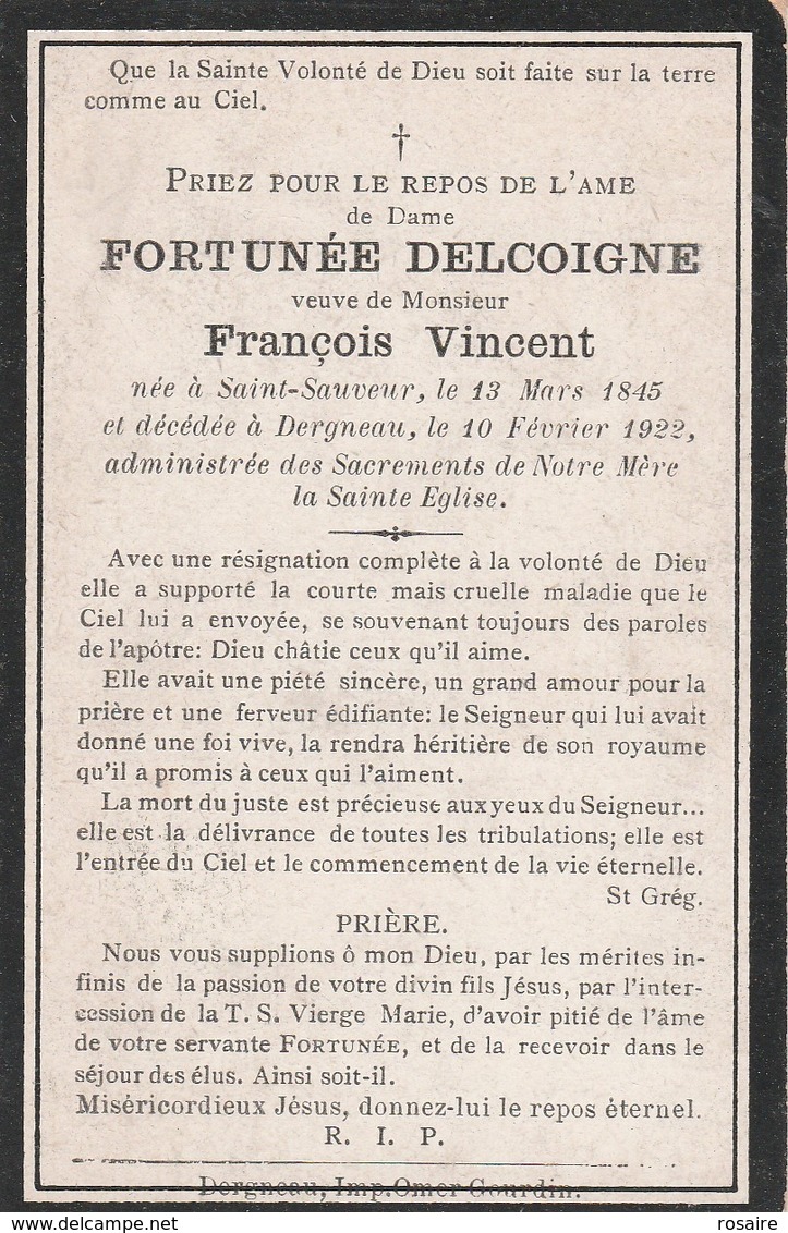 Fortunée Delcoigne-saint-sauveur 1845-dergneau 1922 - Images Religieuses