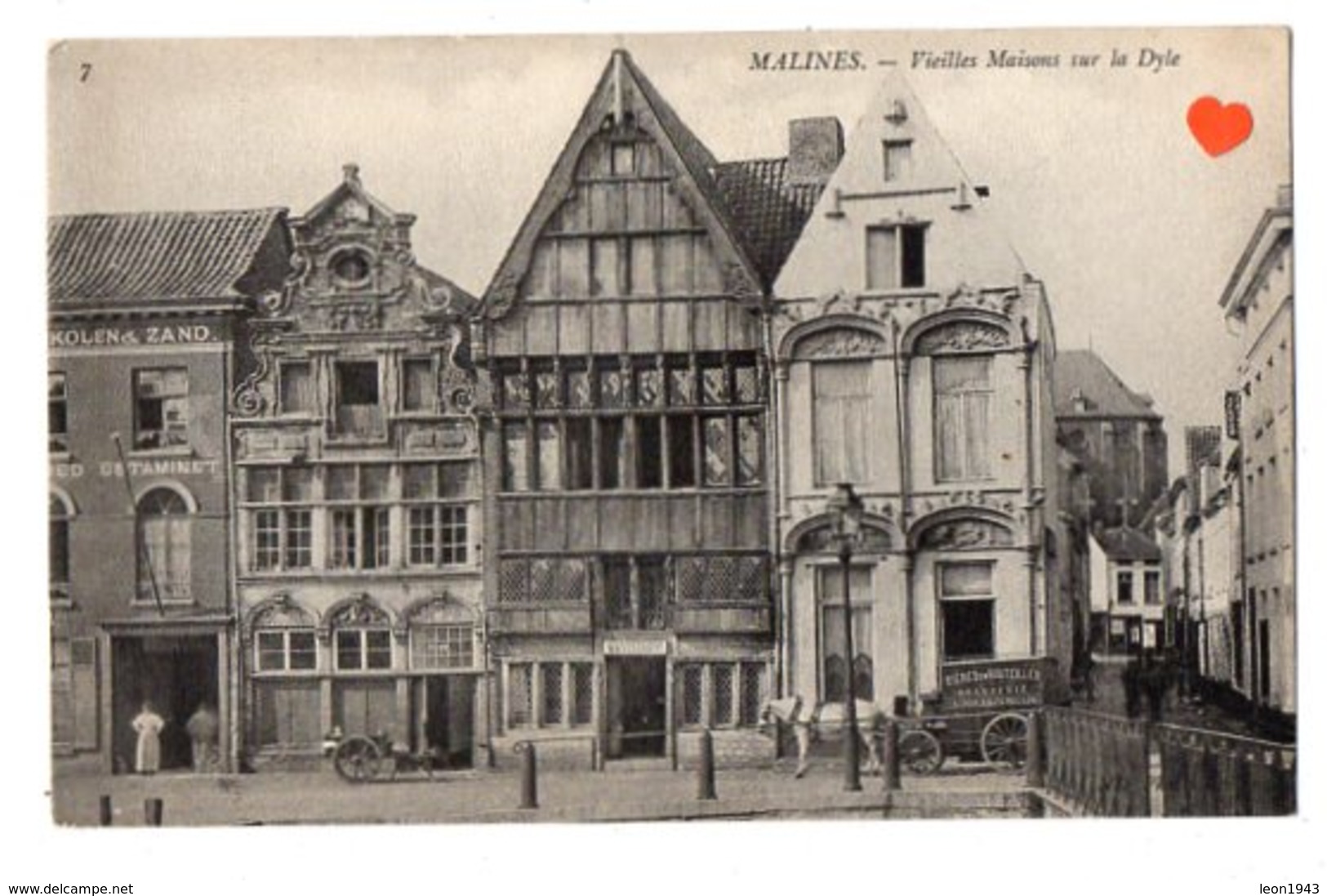 02493-LE-BELGIQUE-MALINES-Vieilles Maisons Sur La Dyle---animée-attelage (Bieres En Bouteilles Brasserie Van Diepenbeeck - Malines