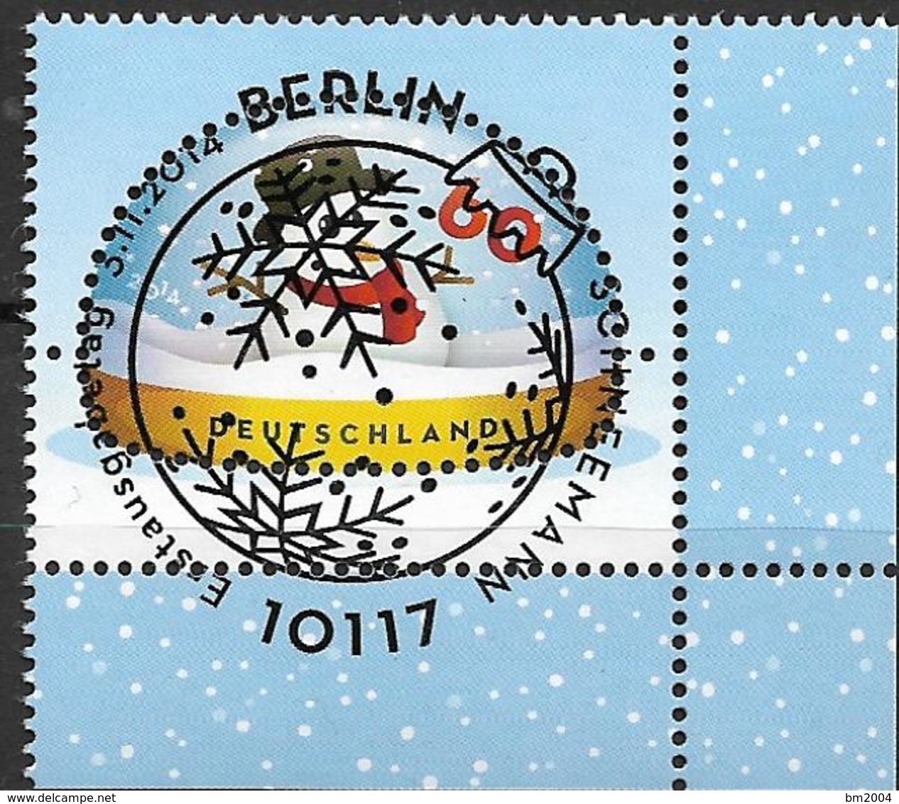 2014 Allem. Fed. Deutschland Germany Mi. 3111 FD-used Berlin EUR Weihnachten:   Schneemann - Gebraucht