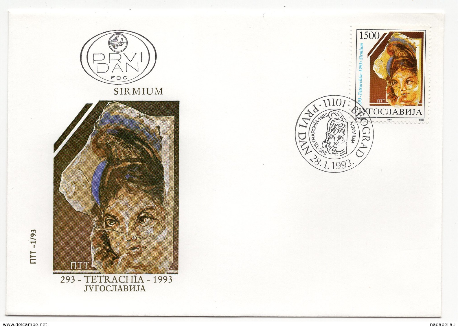 YUGOSLAVIA, FDC, 28.01.1993, COMMEMORATIVE ISSUE: SIRMIUM, TETRACHIA - FDC