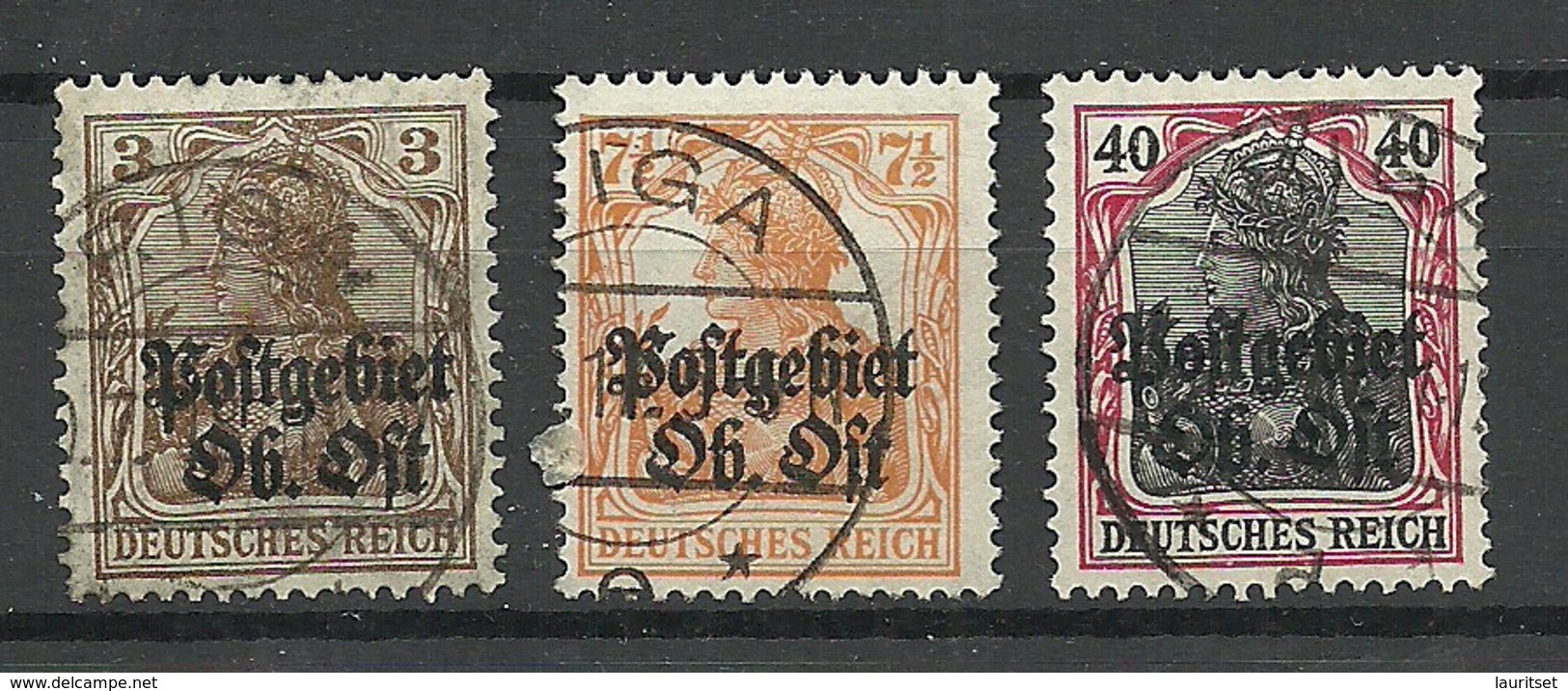 Latvia Lettland German Occupation Ober-Ost 1916/18 , 3 Stamps, O RIGA - Letland