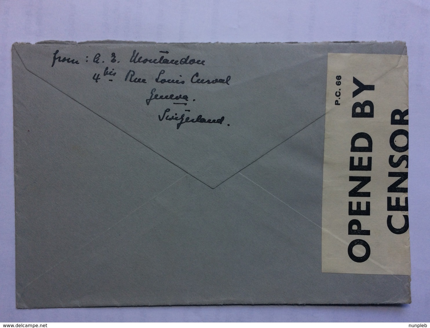 SWITZERLAND 1940 Cover With Censor Tape Geneva To England Tied With Pro Patria Monuments - Covers & Documents