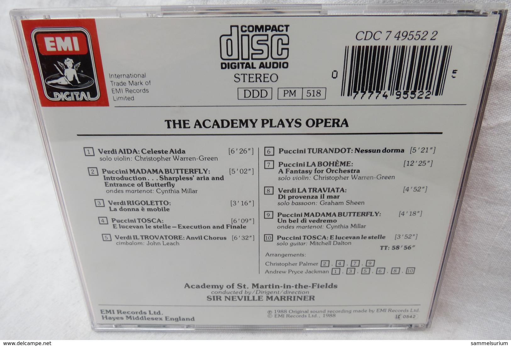 CD "The Academy Plays Opera" Neville Marriner - Opéra & Opérette