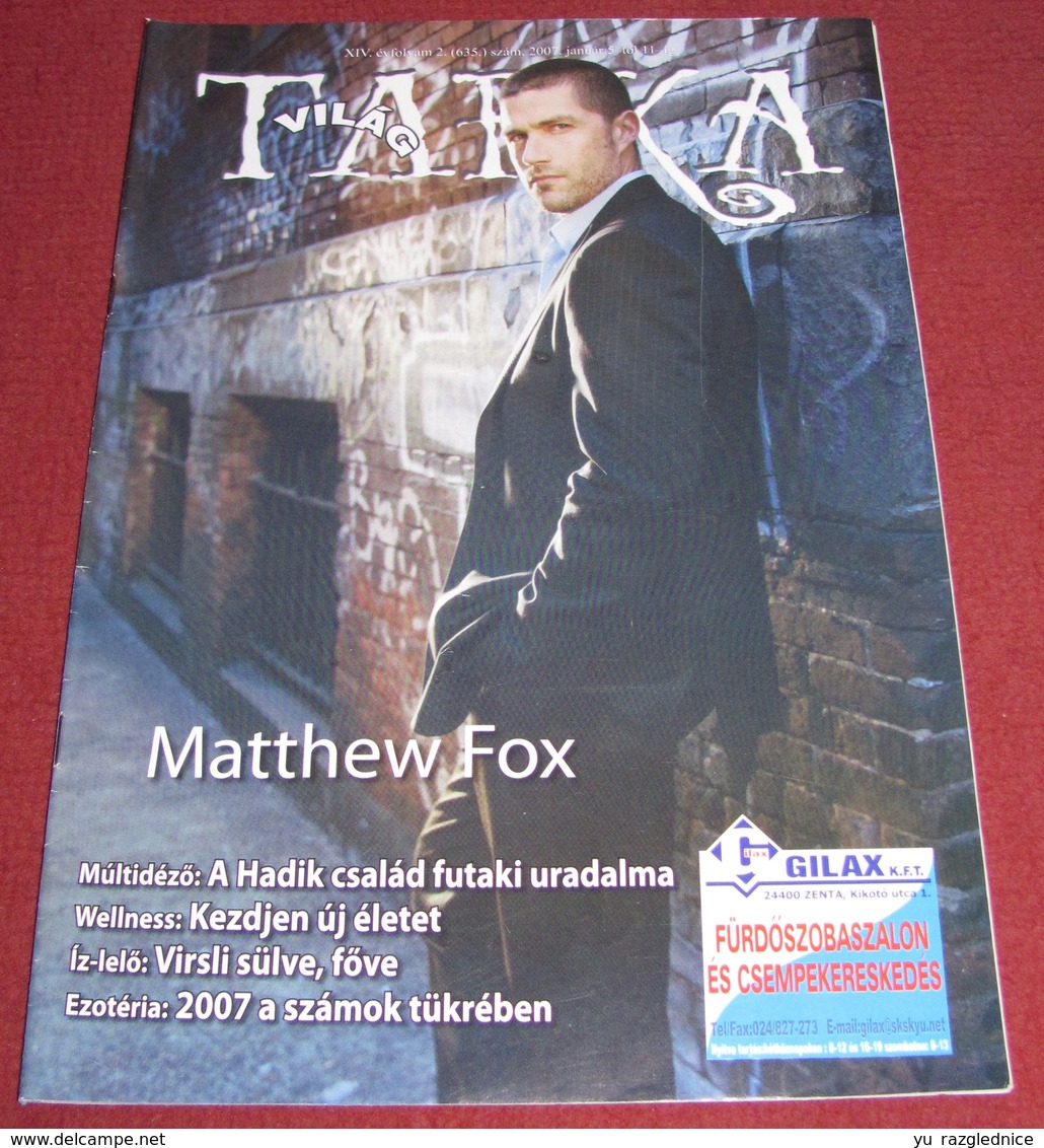 Matthew Fox TARKA VILAG Serbian January 2007 VERY RARE - Magazines