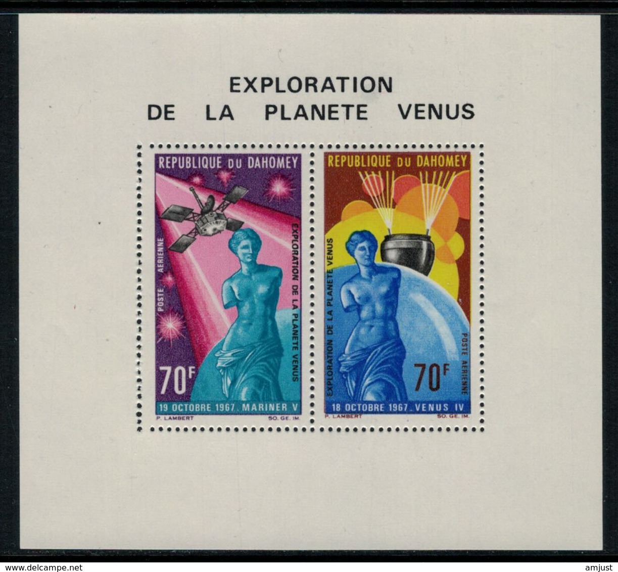 Dahomey 1968 // Exploration De La Planète Vénus Bloc-feuillet Neuf** MNH No.12 Y&T - Bénin – Dahomey (1960-...)