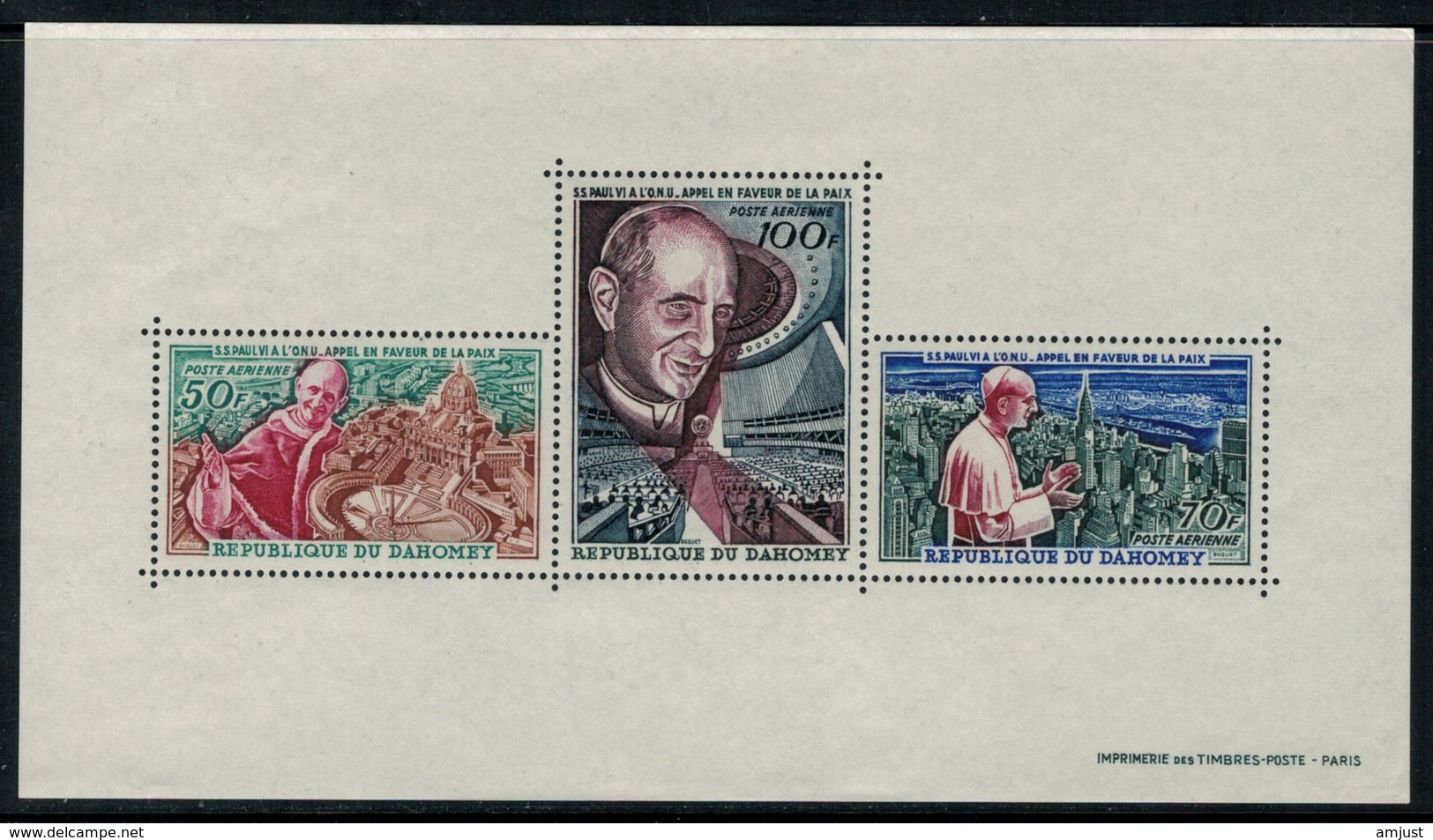 Dahomey 1966 // Appel De Paul VI En Faveur De La Paix Bloc-feuillet Neuf** MNH No.4 Y&T - Bénin – Dahomey (1960-...)