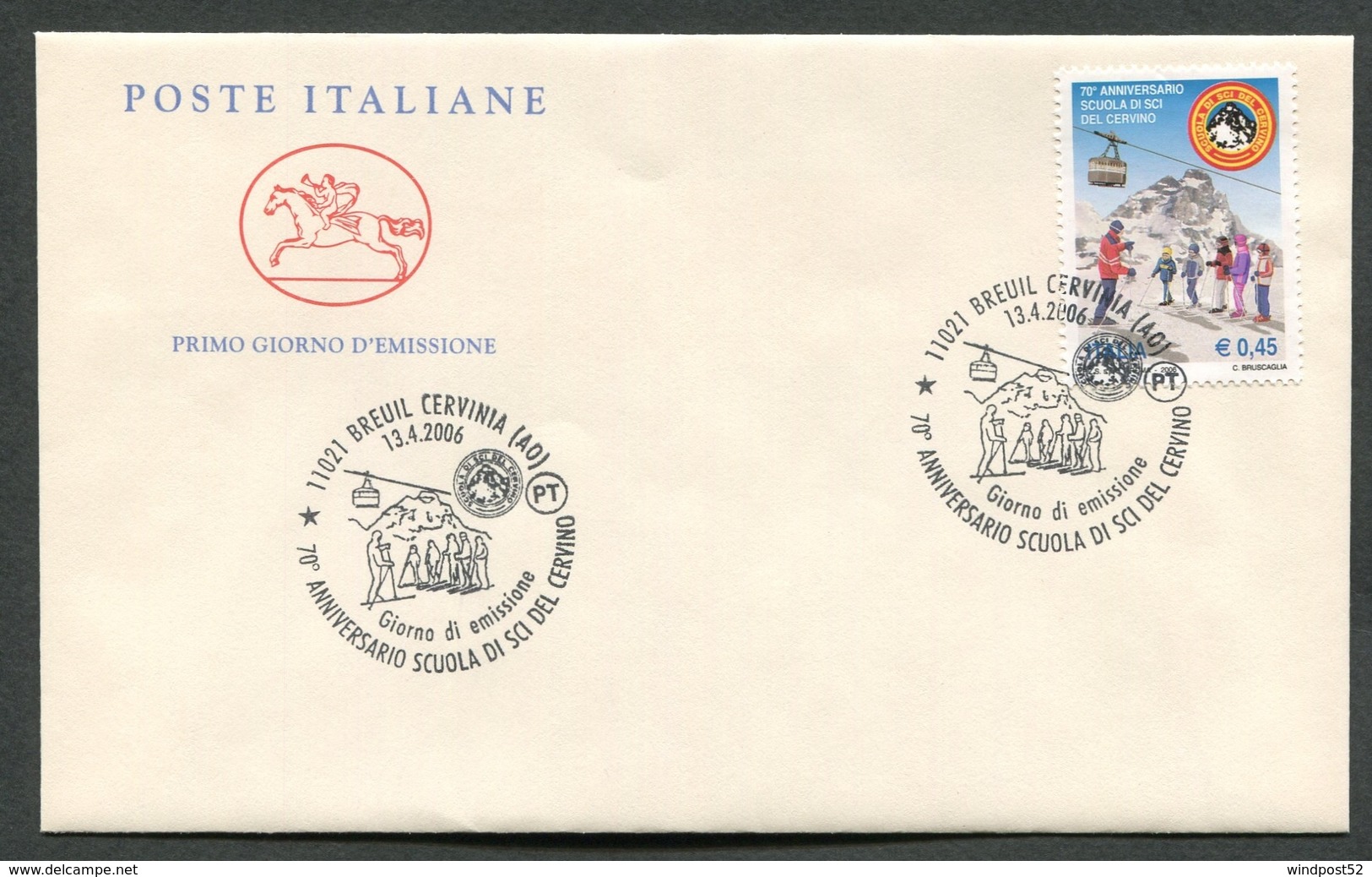 FDC ITALIA 2006 - CAVALLINO - ANNIVERSARIO SCUOLA DI SCI DEL CERVINO - 365 - FDC