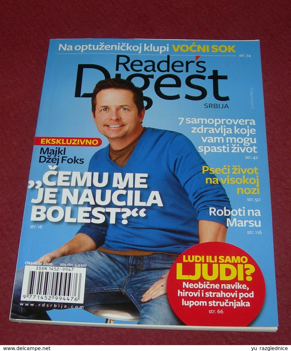 Michael J Fox READER'S DIGEST Serbian October 2010 VERY RARE - Magazines