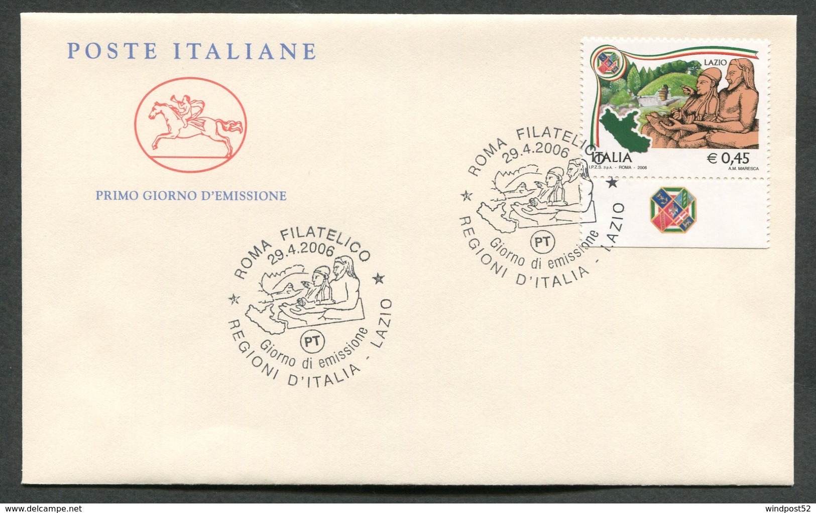 FDC ITALIA 2006 - CAVALLINO - LE REGIONI D'ITALIA - IL LAZIO - 372 - FDC