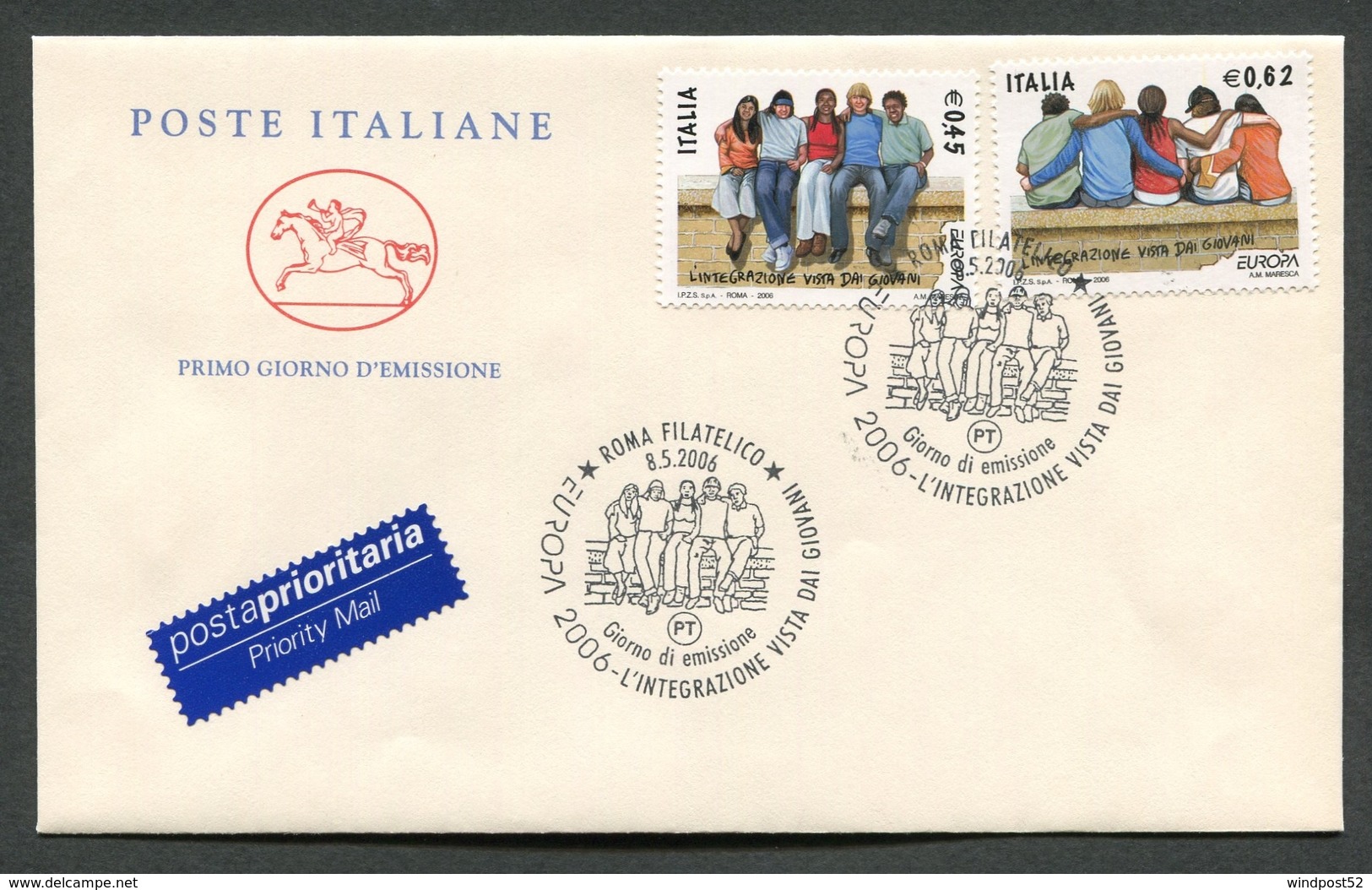 FDC ITALIA 2006 - CAVALLINO - EUROPA CEPT 2006 - L'INTEGRAZIONE VISTA DAI GIOVANI - 379 - FDC