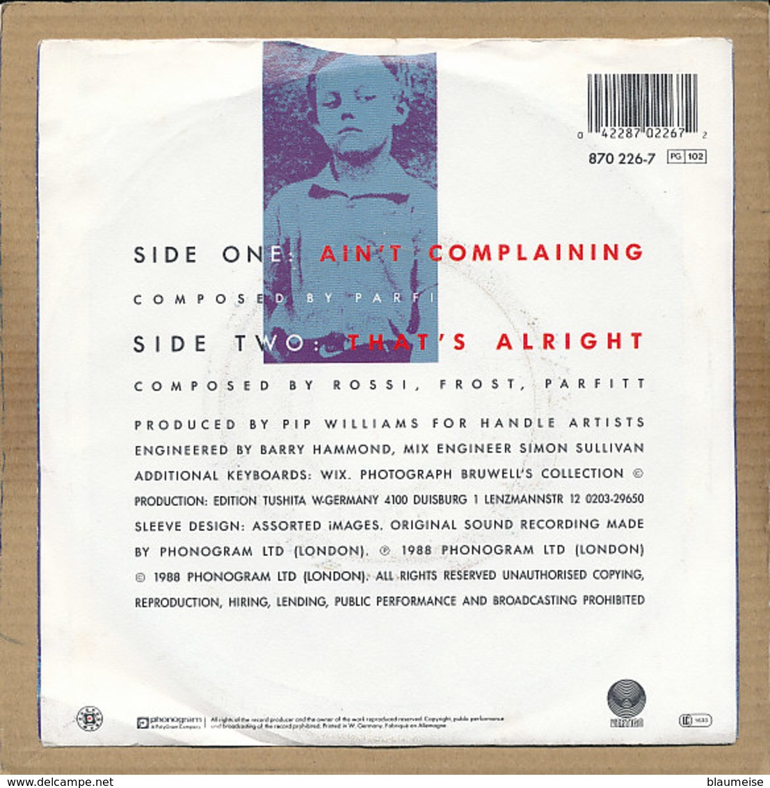 7" Single, Status Quo, Ain't Complaining - Rock