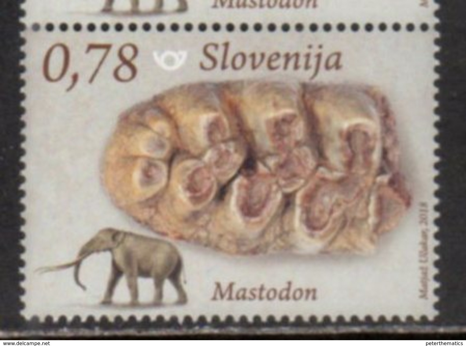 SLOVENIA , 2018, MNH, PREHISTORIC FAUNA, MASTODON, ELEPHANTS,  FOSSILS, 1v - Prehistorics