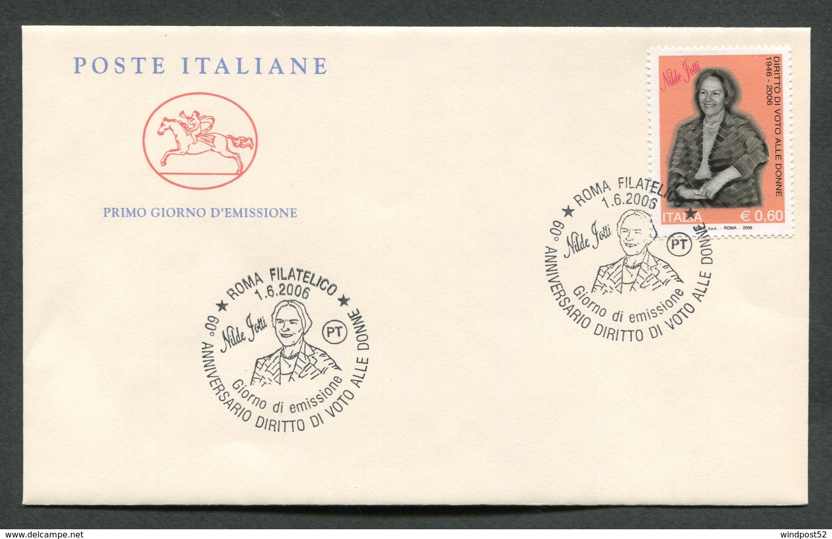 FDC ITALIA 2006 - CAVALLINO - ANNIVERSARIO DIRITTO DI VOTO ALLE DONNE - 384 - FDC