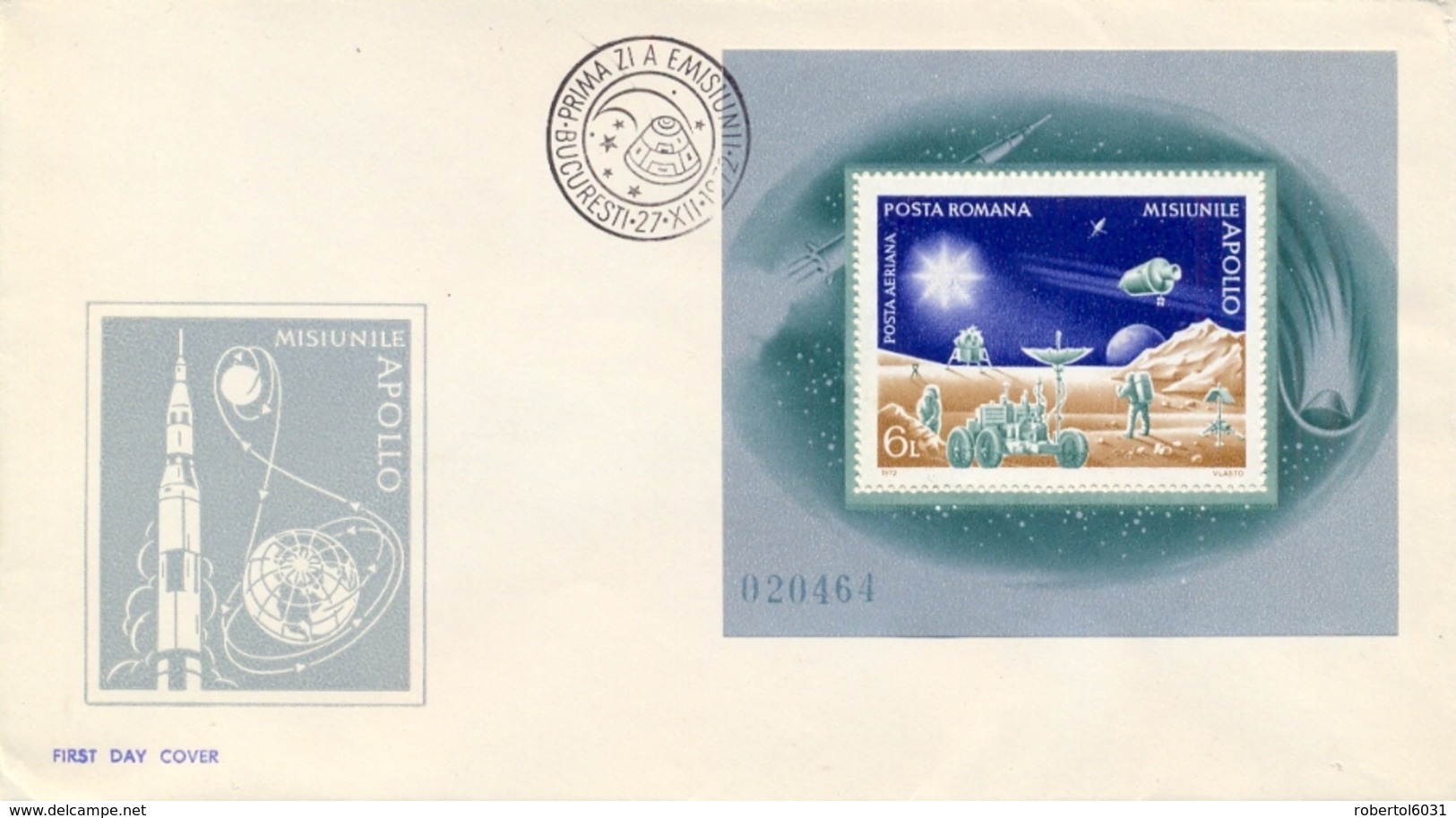 Romania 1972 FDC Souvenir Sheet Apollo Space Program - Europa