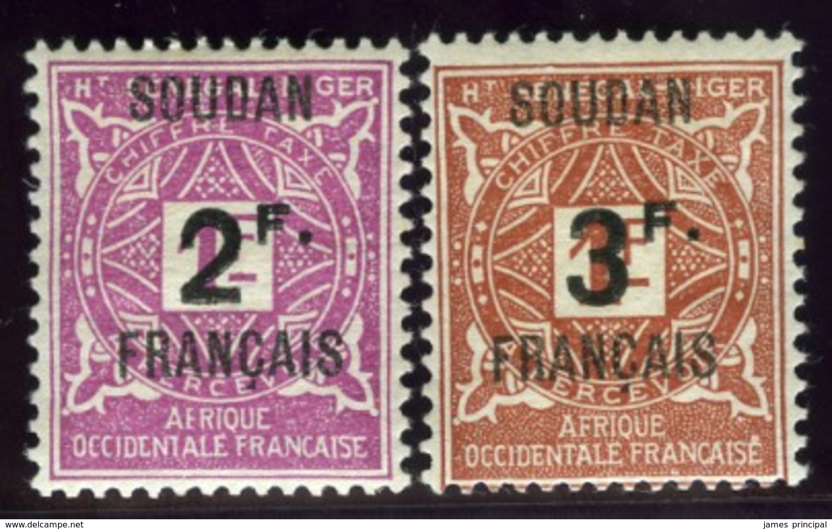 French Sudan. Sc #J9-J10. Postage Due. * - Neufs