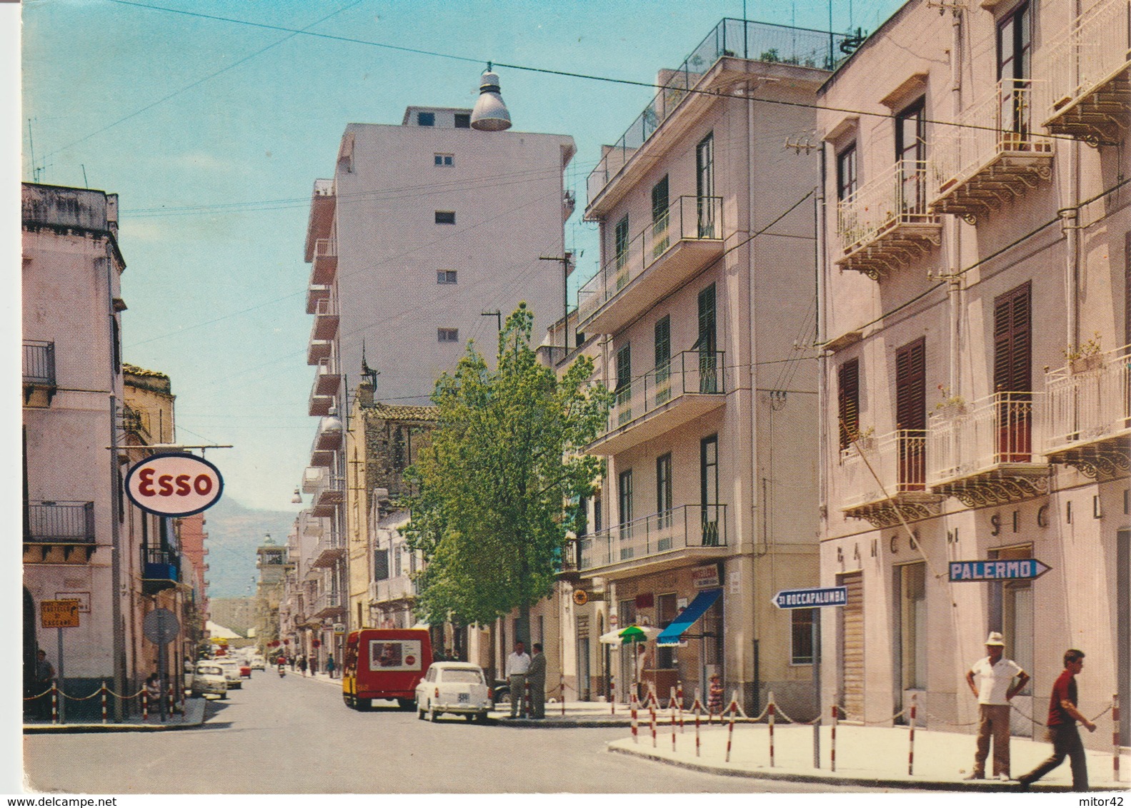 105-Termini Imerese-Via V.Emanuele-Auto-Benzina Esso-Indicazione Roccapalumba E Palermo-v.1970 X Catania - Palermo