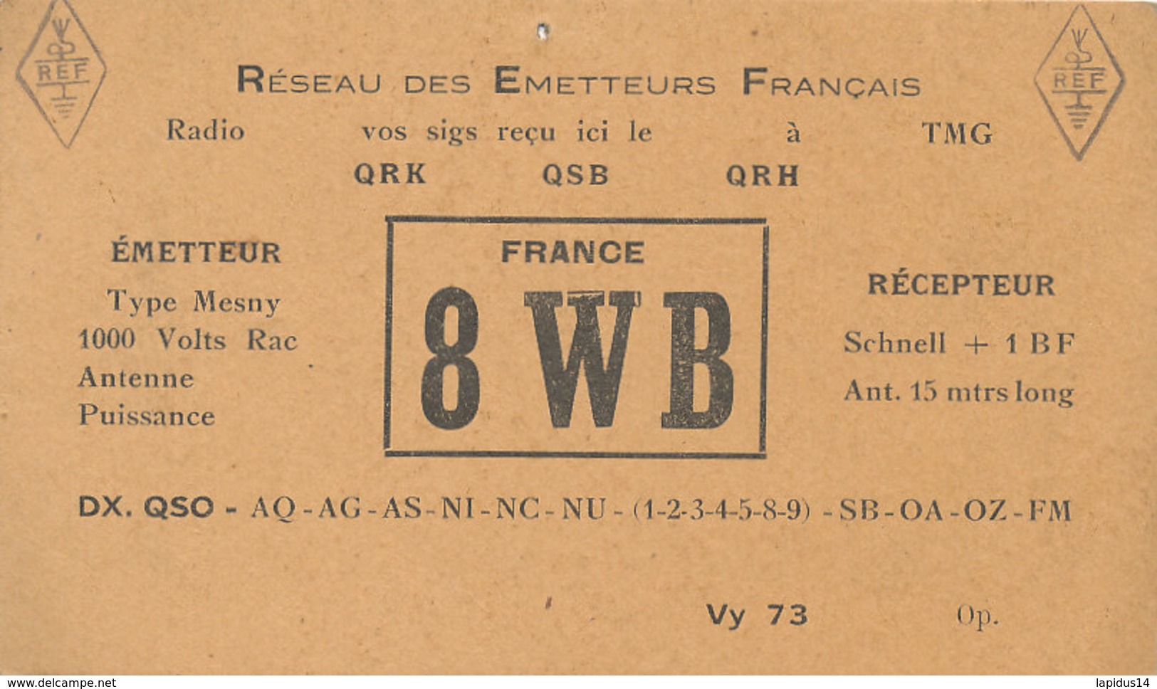 R 300  /  CARTE RADIO AMATEUR -    8  W  B   FRANCE - Radio Amateur