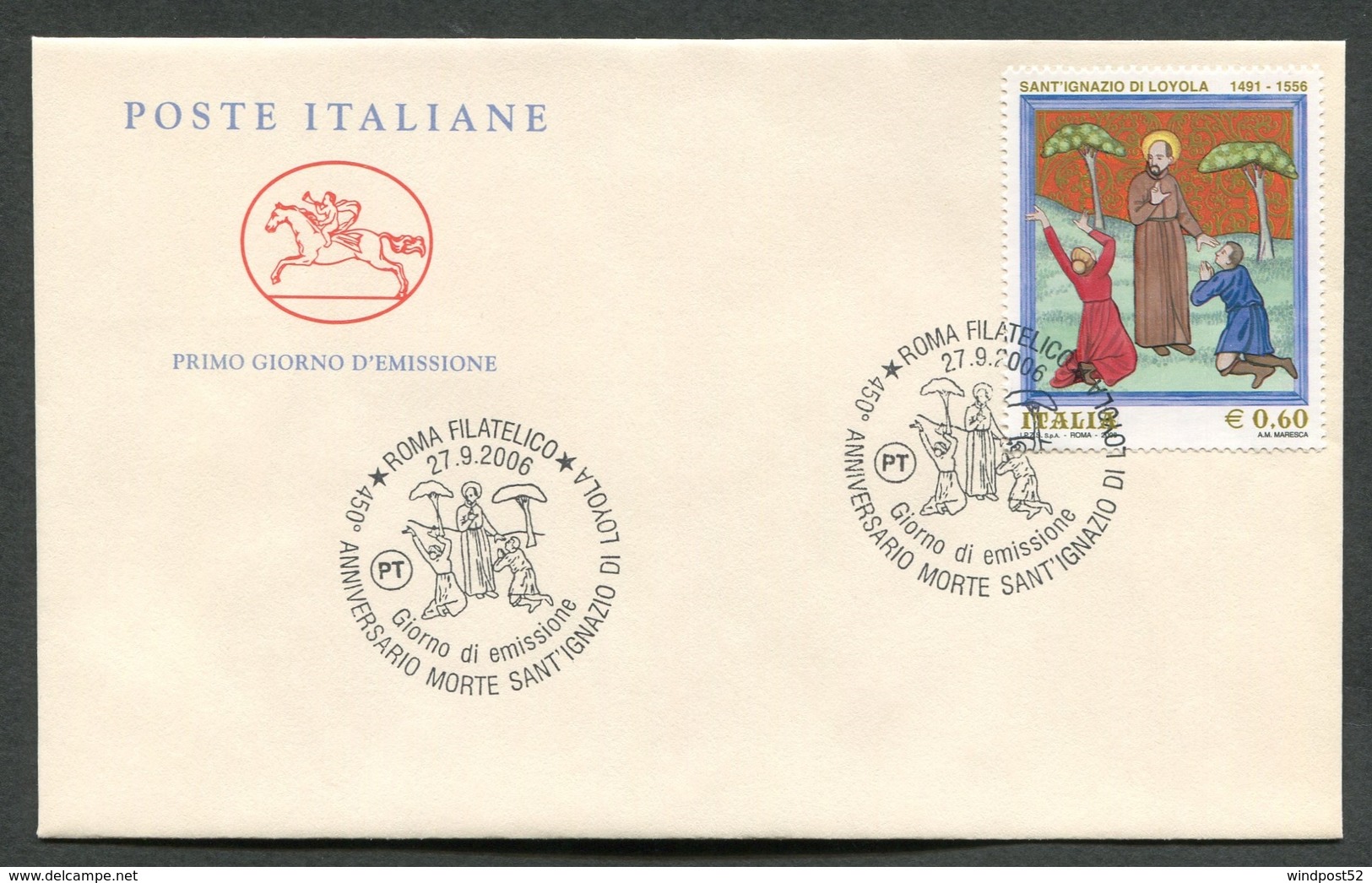 FDC ITALIA 2006 - CAVALLINO - ANNIVERSARIO SCOMPARSA SANT'IGNAZIO DI LOYLA - 400 - FDC