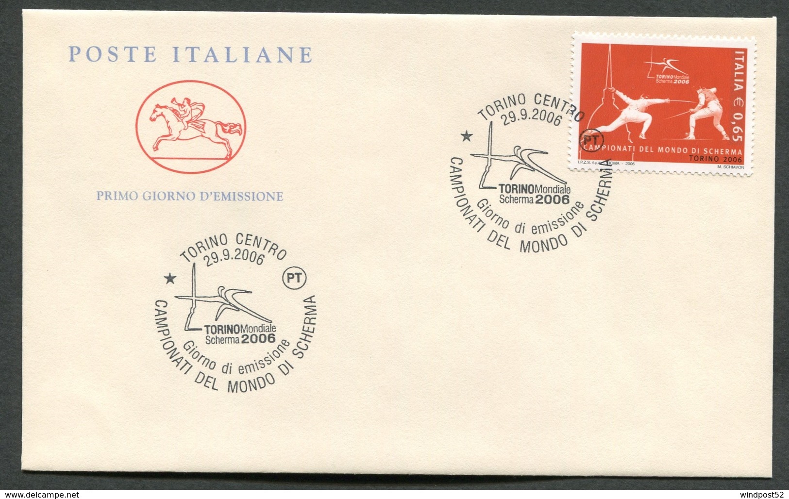 FDC ITALIA 2006 - CAVALLINO - CAMPIONATI DEL MONDO DI SCHERMA - TORINO 2006 - 401 - FDC