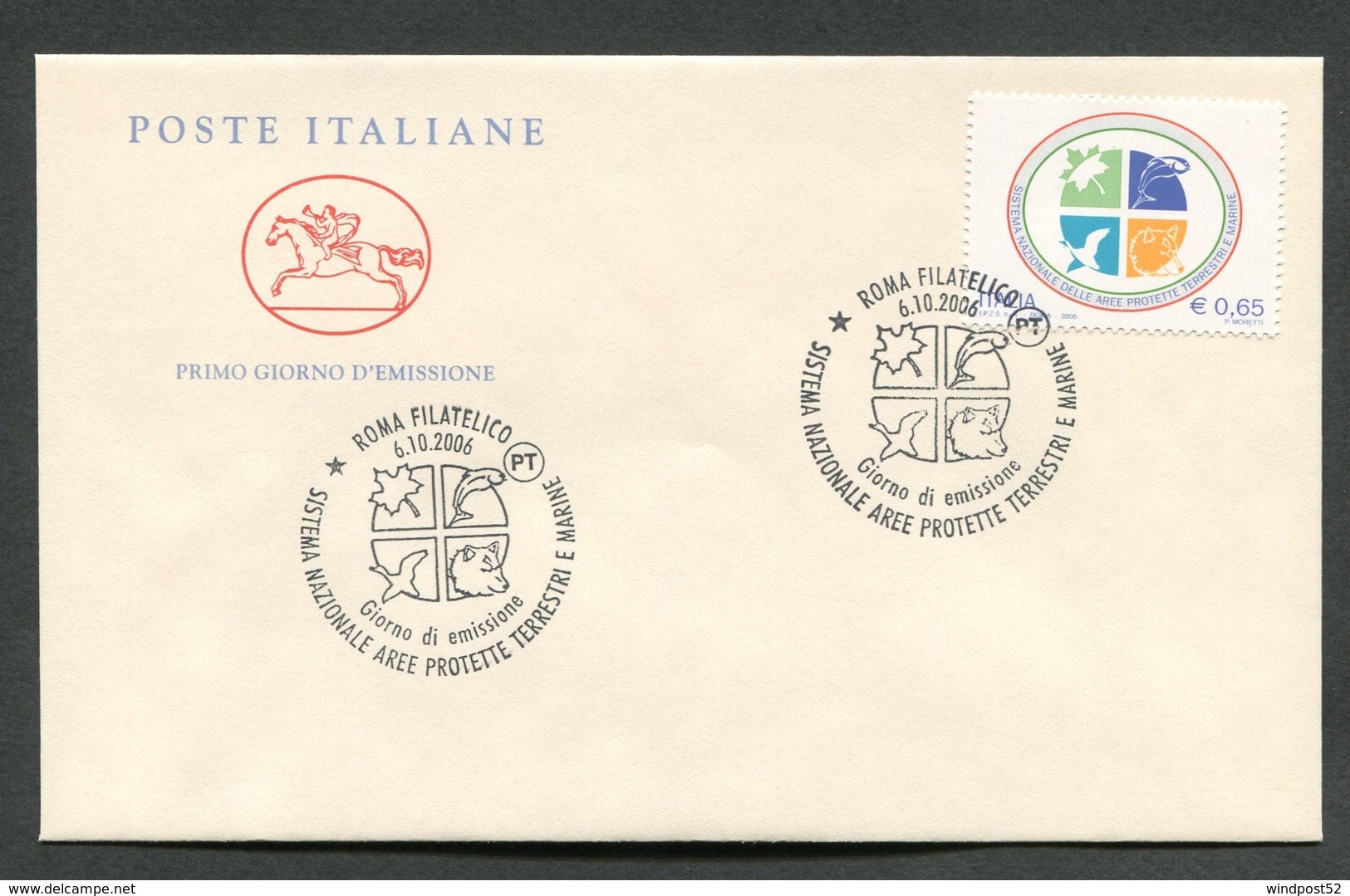 FDC ITALIA 2006 - CAVALLINO - SISTEMA NAZIONALE AREE PROTETTE TERRESTRI E MARINE - 405 - FDC