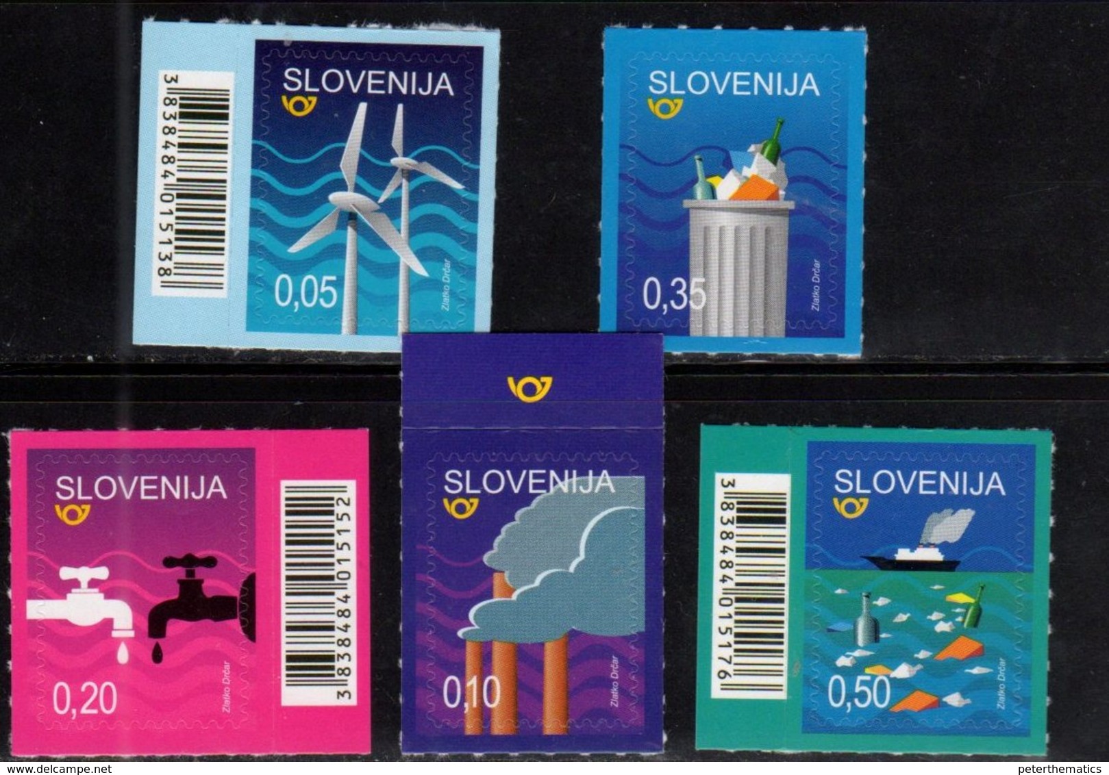 SLOVENIA , 2018, MNH, ENVIRONMENT, POLLUTION , SHIPS, WIND ENERGY,WATER, 5v - Environment & Climate Protection