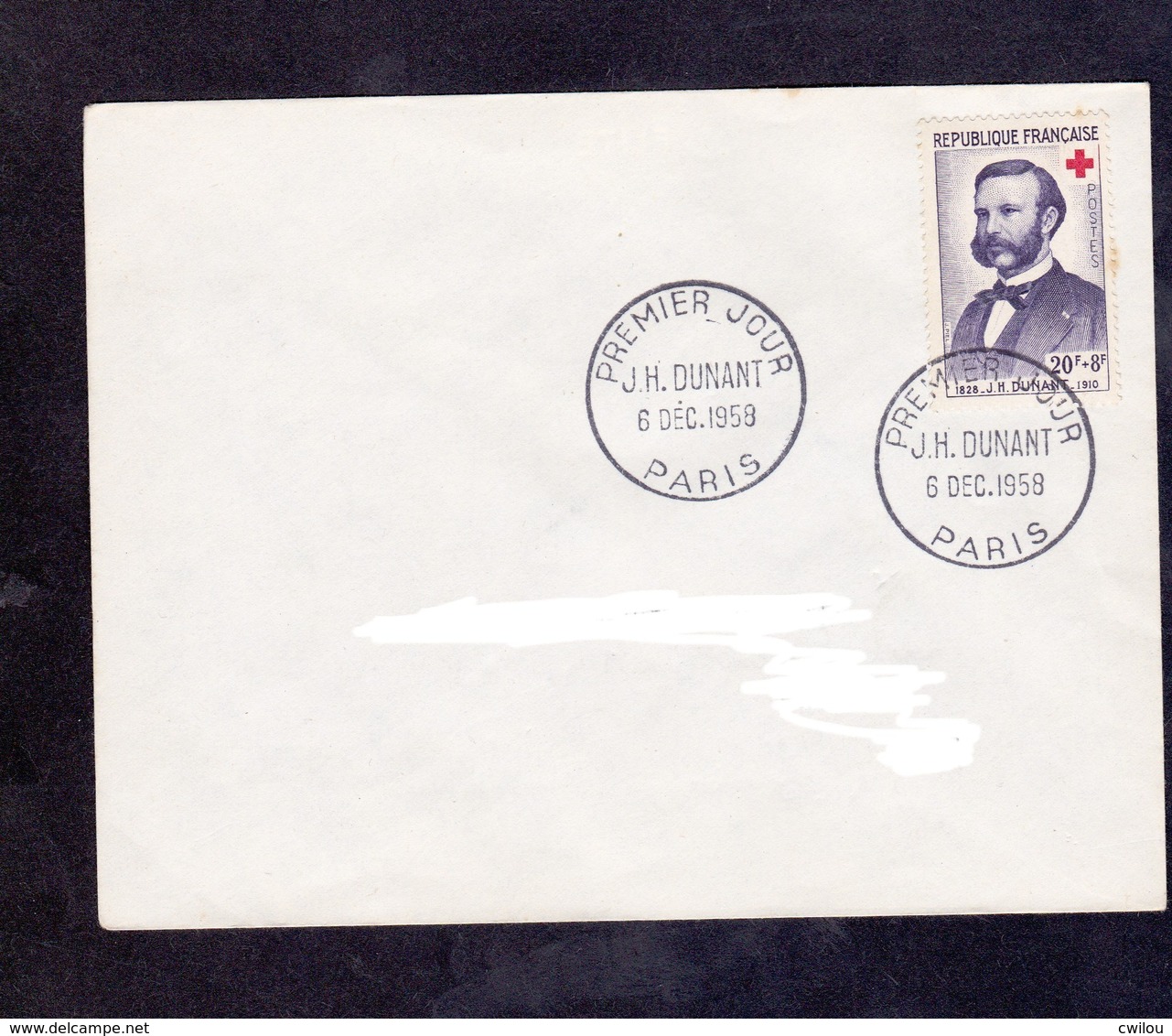 CACHET PREMIER JOUR - J. HENRI DUNANT - PARIS - DECEMBRE 1958 - N° YT 1188 - 1950-1959