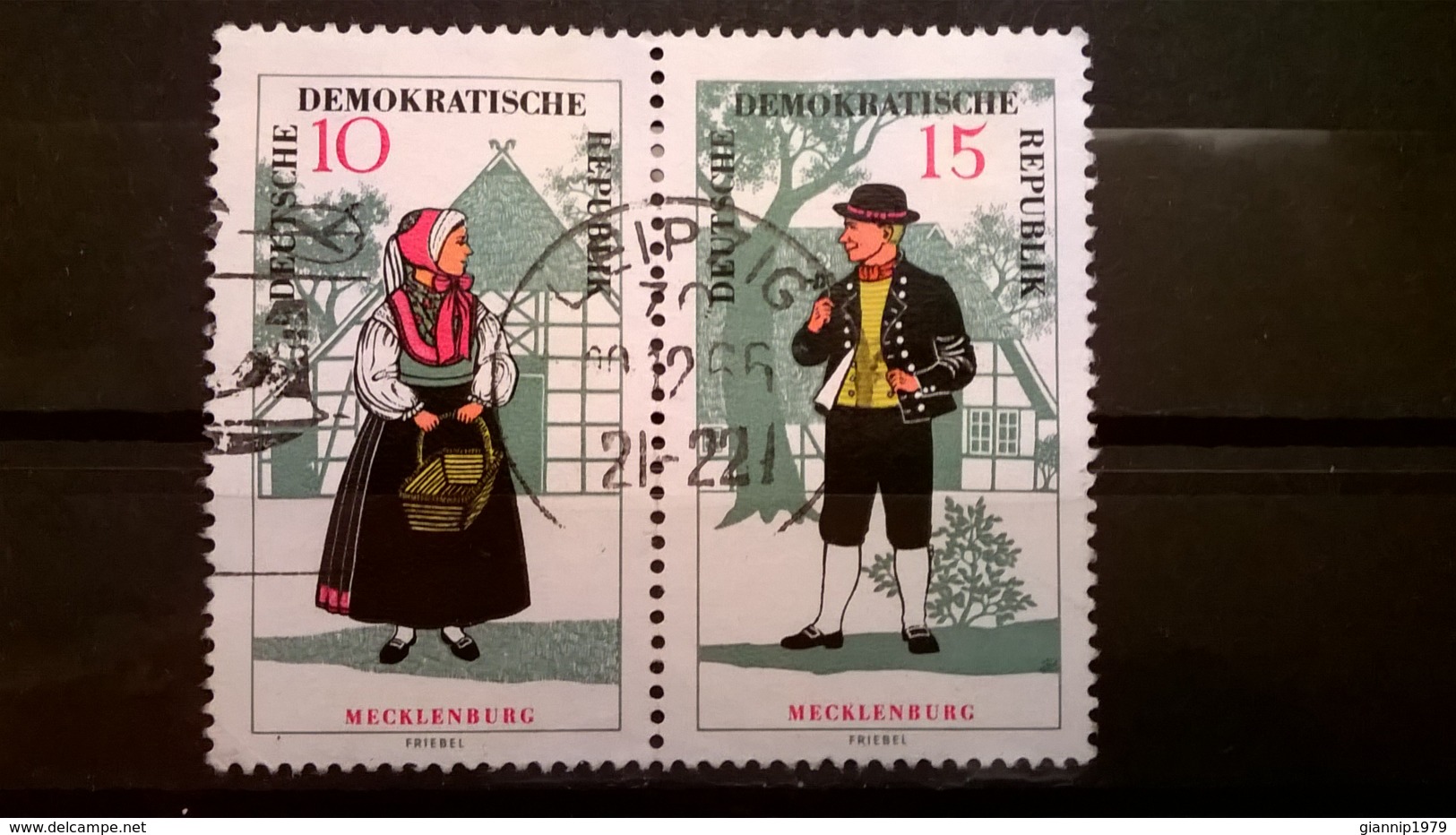 FRANCOBOLLI STAMPS GERMANIA DEUTSCHE DDR 1966 USED SERIE COSTUMI FOLK BLOCCO  GERMANY - Usati