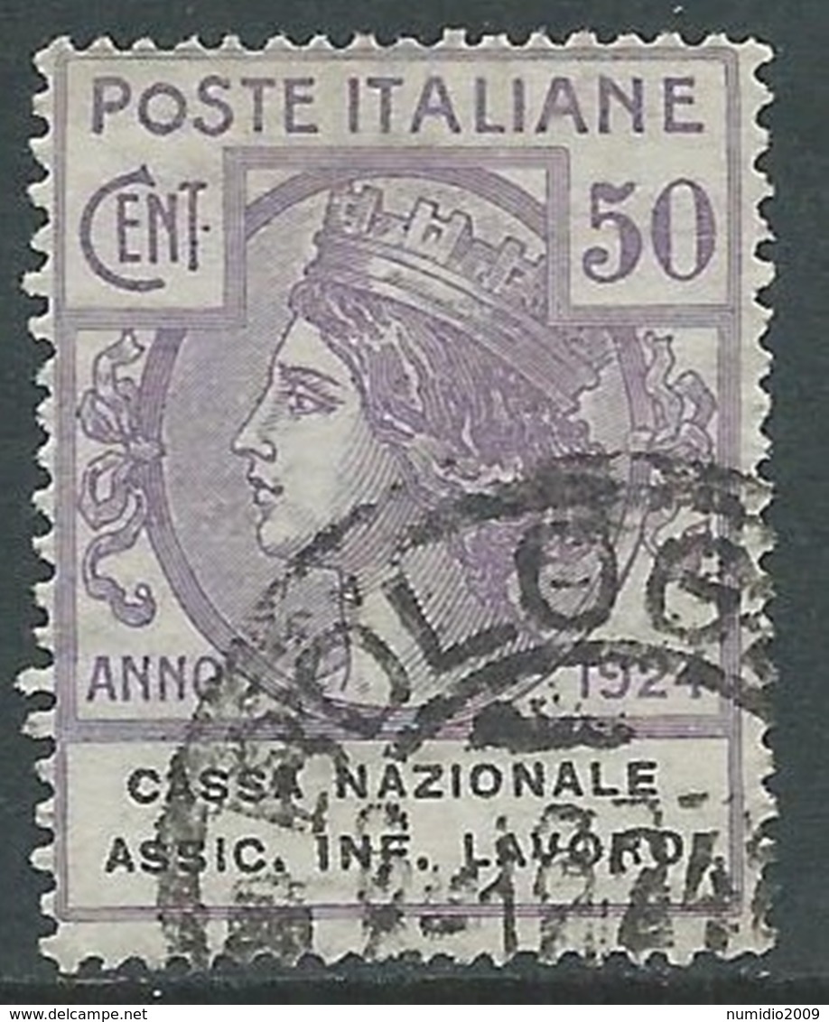 1924 REGNO ENTE PARASTATALE USATO ASSIC INF LAVORO 50 CENT SASSONE 21 - M48-2 - Franchigia