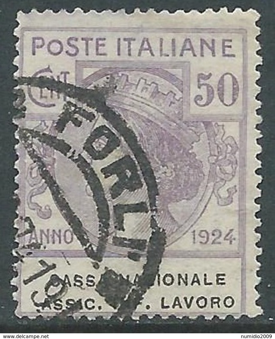 1924 REGNO ENTE PARASTATALE USATO ASSIC INF LAVORO 50 CENT SASSONE 21 - M48-3 - Franchigia