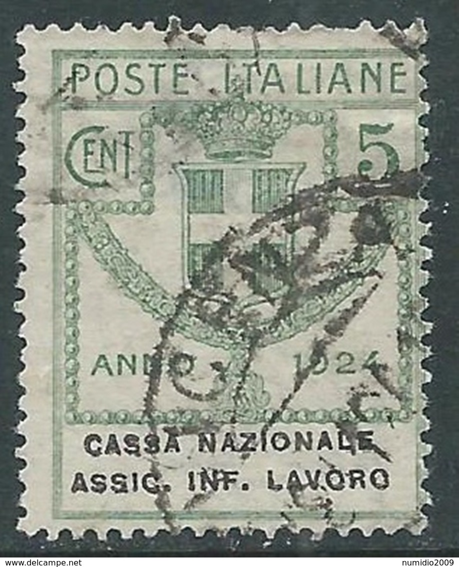 1924 REGNO ENTE PARASTATALE USATO ASSIC INF LAVORO 5 CENT SASSONE 17 - M48-5 - Franchigia