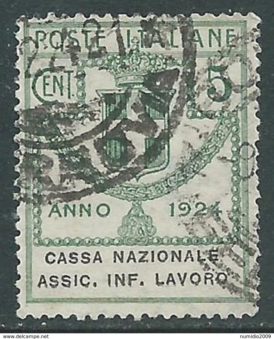 1924 REGNO ENTE PARASTATALE USATO ASSIC INF LAVORO 5 CENT SASSONE 17 - M48-9 - Franchigia