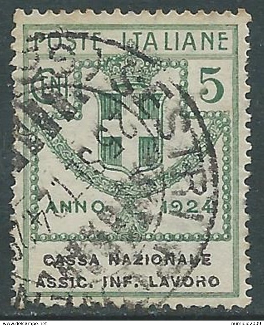 1924 REGNO ENTE PARASTATALE USATO ASSIC INF LAVORO 5 CENT SASSONE 17 - M49-5 - Franchigia