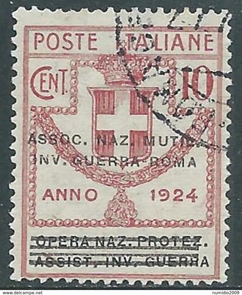 1924 REGNO ENTE PARASTATALE USATO INV GUERRA ROMA 10 CENT SASSONE 71 - M48-5 - Franchigia