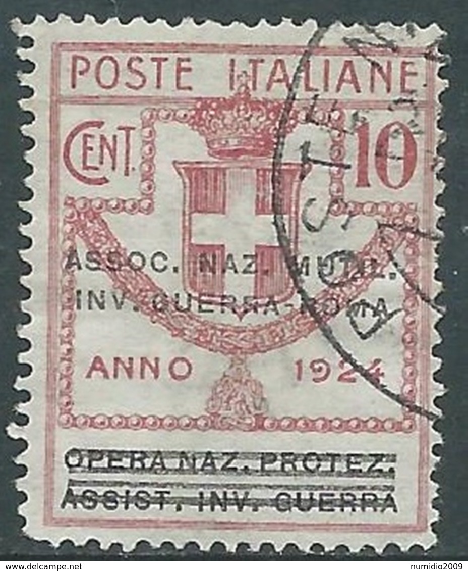 1924 REGNO ENTE PARASTATALE USATO INV GUERRA ROMA 10 CENT SASSONE 71 - M48-6 - Franchigia