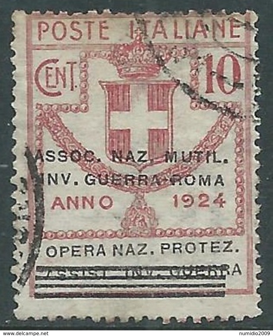 1924 REGNO ENTE PARASTATALE USATO INV GUERRA ROMA 10 CENT SASSONE 71 - M48-8 - Franchigia