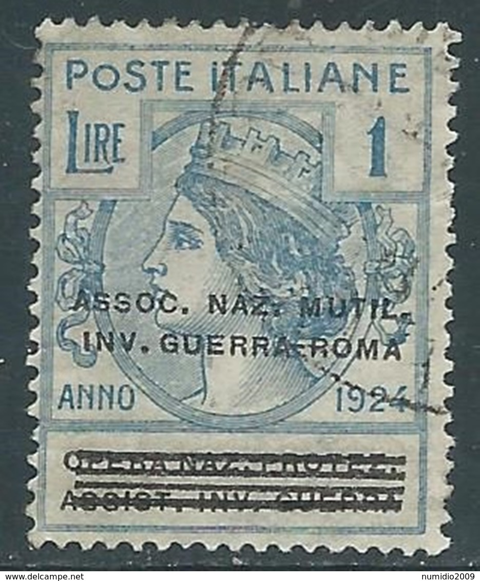 1924 REGNO ENTE PARASTATALE USATO INV GUERRA ROMA 1 LIRA SASSONE 75 - M49-4 - Franchigia