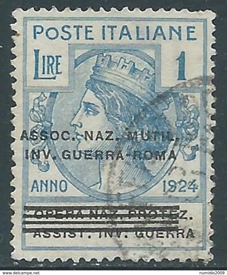 1924 REGNO ENTE PARASTATALE USATO INV GUERRA ROMA 1 LIRA SASSONE 75 - M49-5 - Franchigia