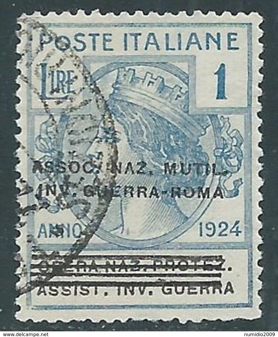 1924 REGNO ENTE PARASTATALE USATO INV GUERRA ROMA 1 LIRA SASSONE 75 - M49-6 - Franchigia