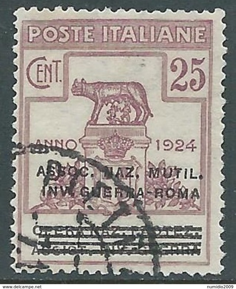 1924 REGNO ENTE PARASTATALE USATO INV GUERRA ROMA 25 CENT SASSONE 72 - M48-5 - Franchigia