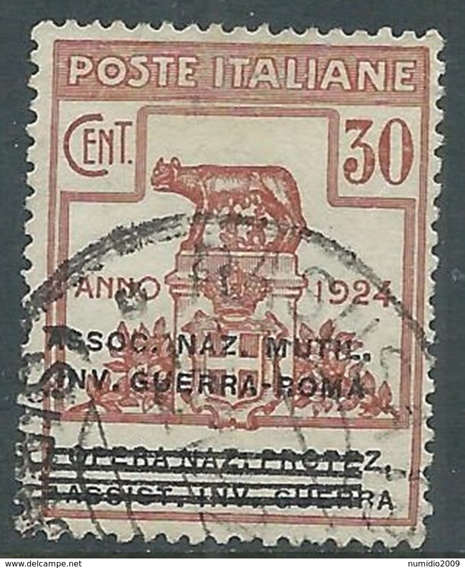 1924 REGNO ENTE PARASTATALE USATO INV GUERRA ROMA 30 CENT SASSONE 73 - M48-4 - Franchigia