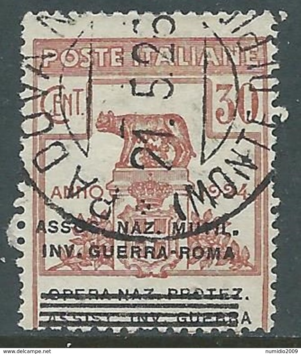 1924 REGNO ENTE PARASTATALE USATO INV GUERRA ROMA 30 CENT SASSONE 73 - M48-5 - Franchigia