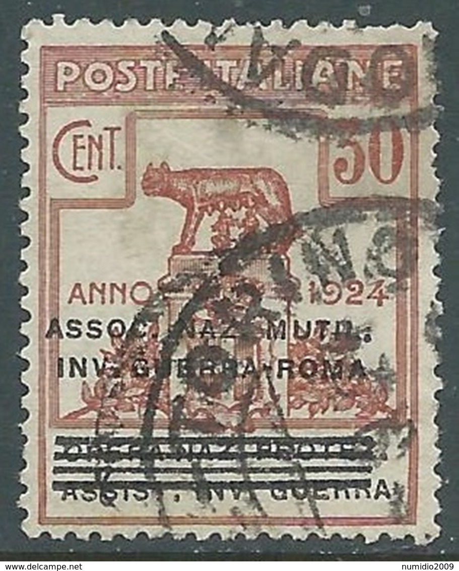 1924 REGNO ENTE PARASTATALE USATO INV GUERRA ROMA 30 CENT SASSONE 73 - M48-7 - Zonder Portkosten