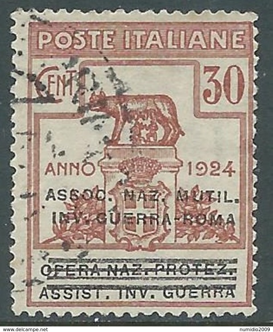 1924 REGNO ENTE PARASTATALE USATO INV GUERRA ROMA 30 CENT SASSONE 73 - M48-8 - Franchise