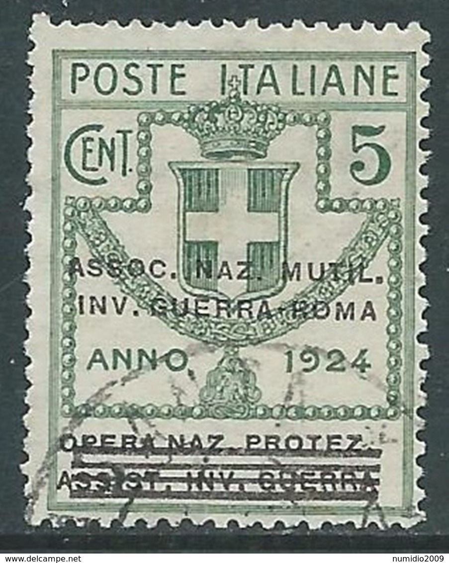 1924 REGNO ENTE PARASTATALE USATO INV GUERRA ROMA 5 CENT SASSONE 70 - M48-6 - Franchigia