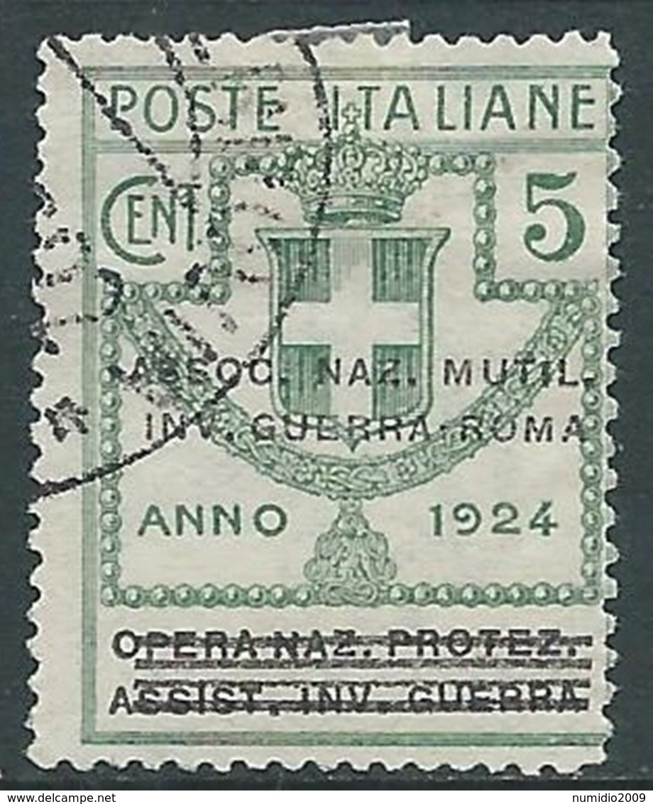 1924 REGNO ENTE PARASTATALE USATO INV GUERRA ROMA 5 CENT SASSONE 70 - M48-9 - Franchigia