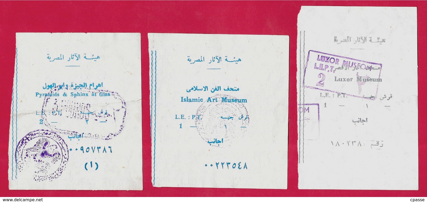 TICKET D' ENTREE Sites Et Musées D'Egypte (Lot De 6) EGYPT - Tickets D'entrée