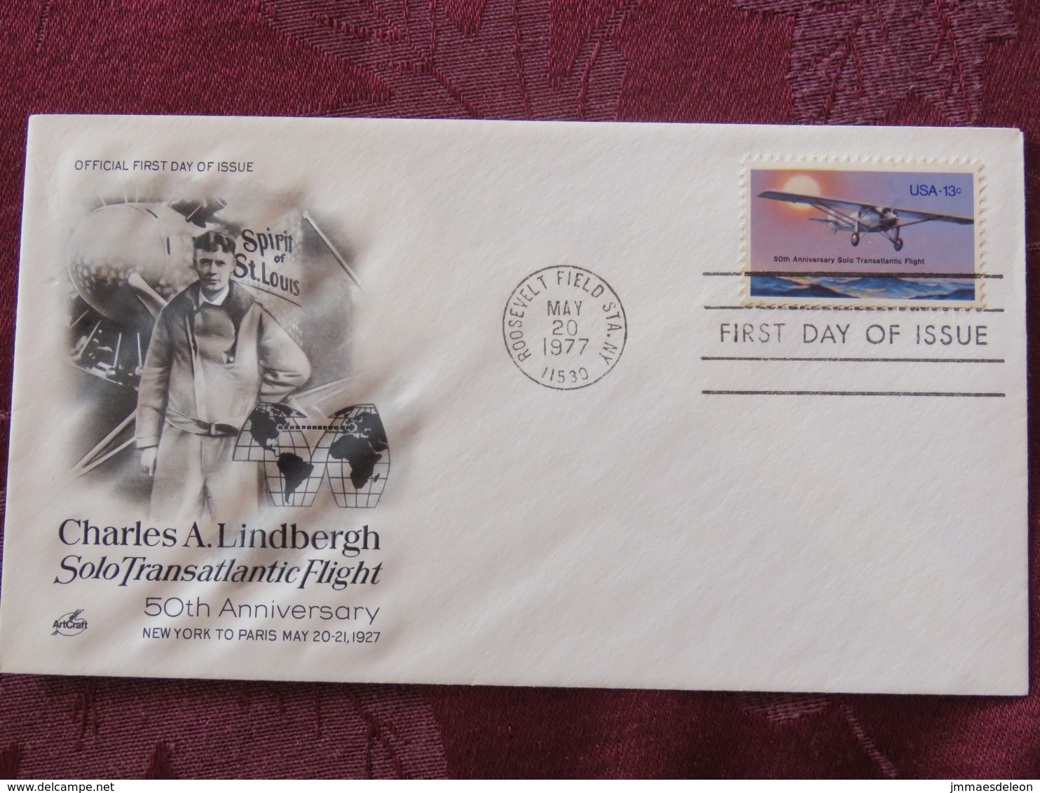 USA 1977 FDC Cover Roosevelt Field - Plane - Lindbergh - Lettres & Documents