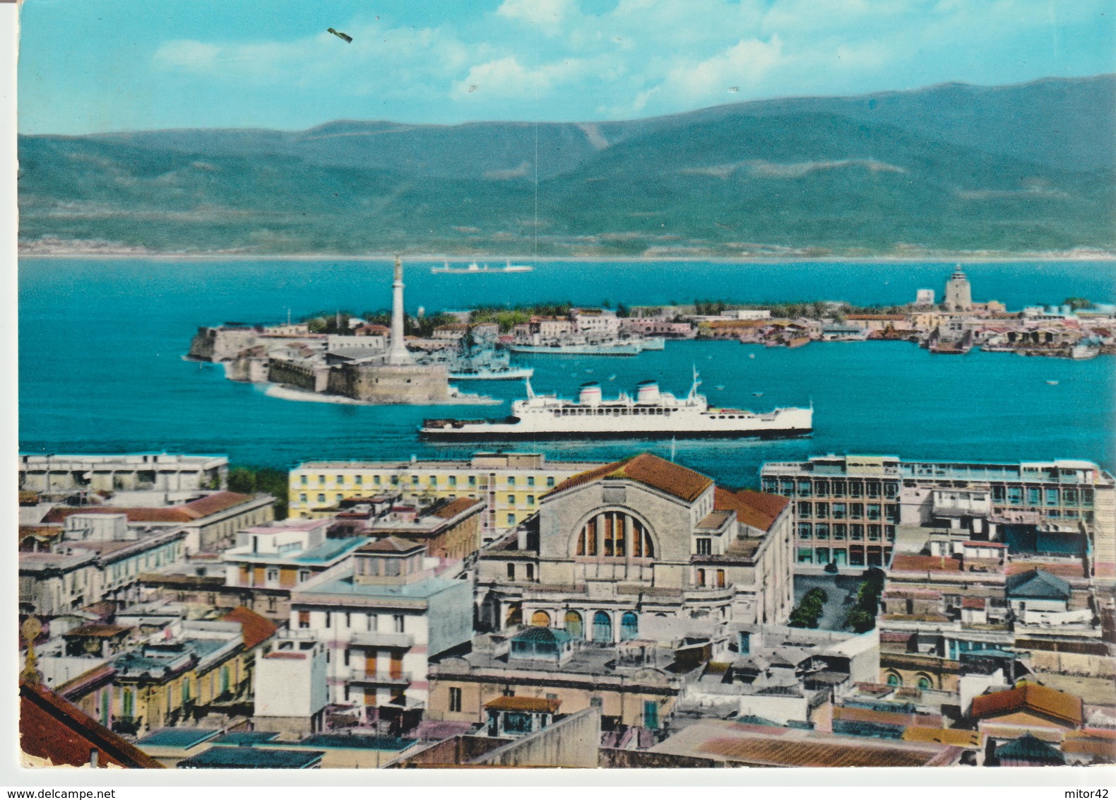 60-Messina-Panorama Dello Stretto-Nave-Porto-v-1967 X Aci S.Antonio-Catania - Messina