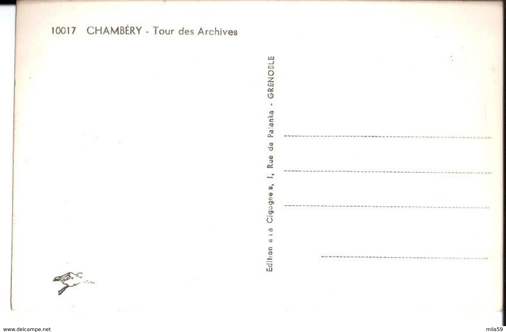 10017. Chambéry. Tour Des Archives. Edition "La Cigogne" Grenoble - Chambery