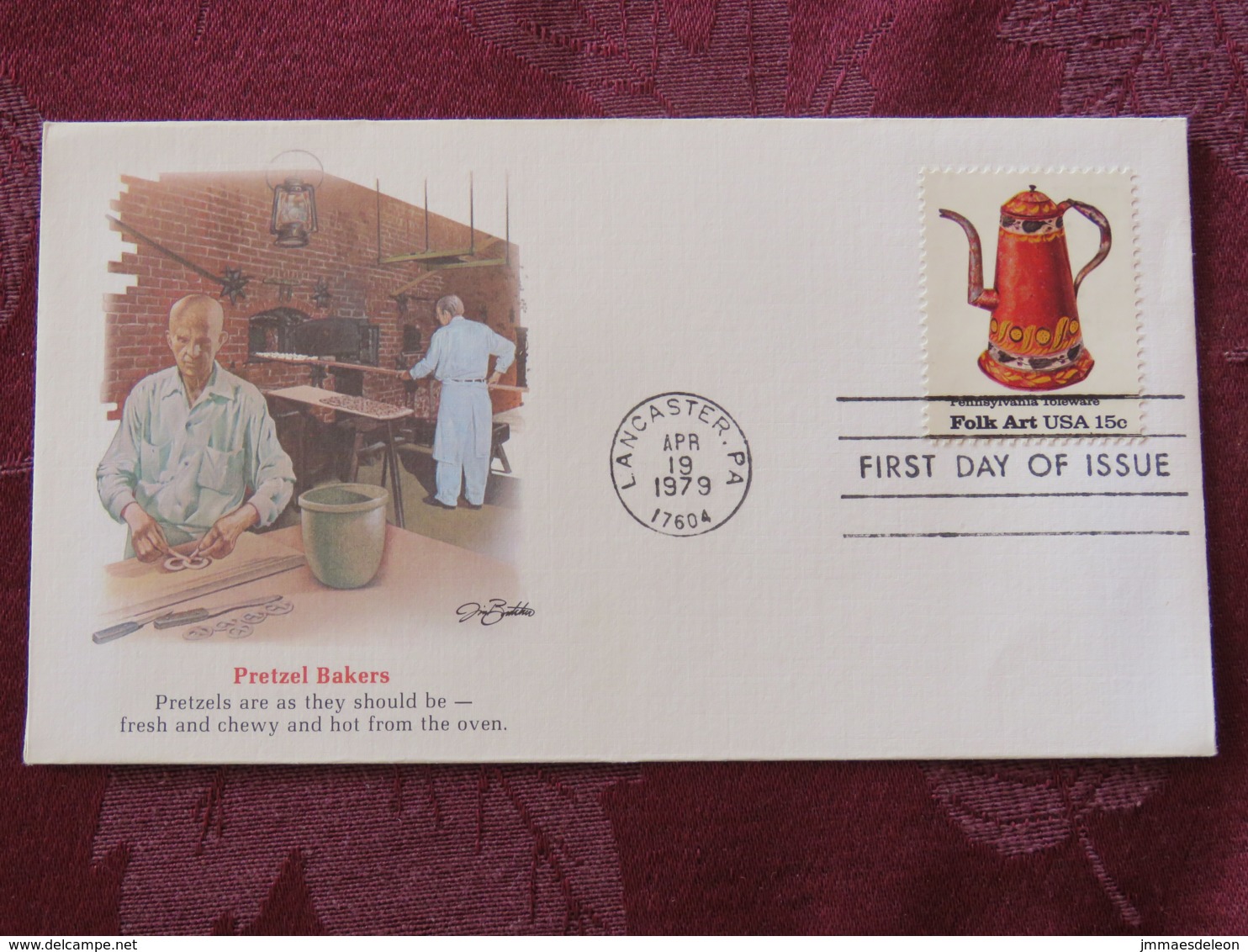 USA 1979 FDC Cover Lancaster - Folk Art - Pennsylvania Toleware - Coffee Pot - Pretzel Bakers - Lettres & Documents